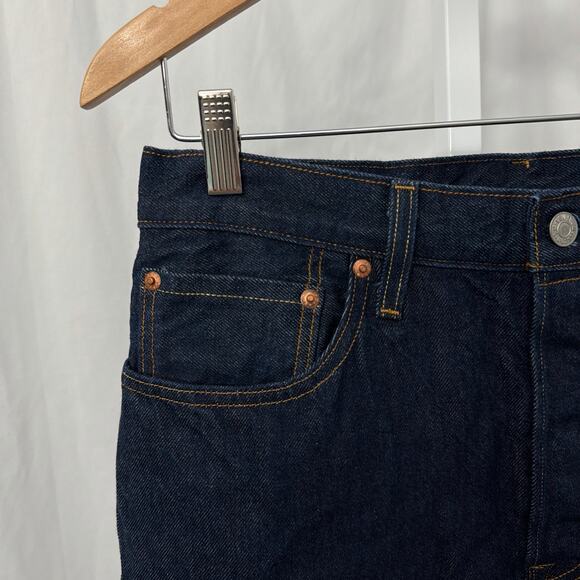 Levis Premium Jeans Womens 31 x 30 Blue 501 '90s Selvedge Dark Wash Button Fly - Picture 12 of 15